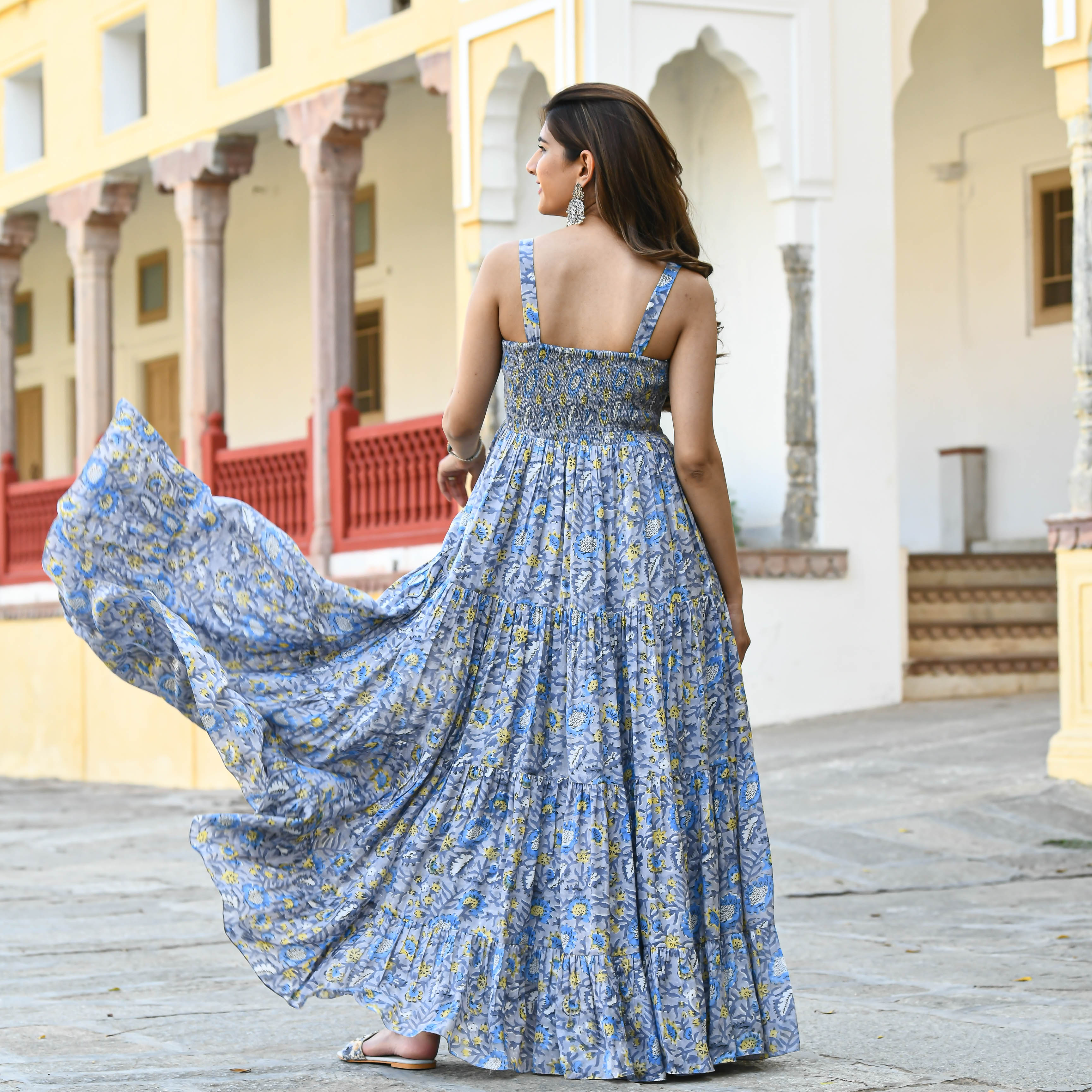 Peach Indian Gown | Designer Banarasi Gown | Pure Elegance